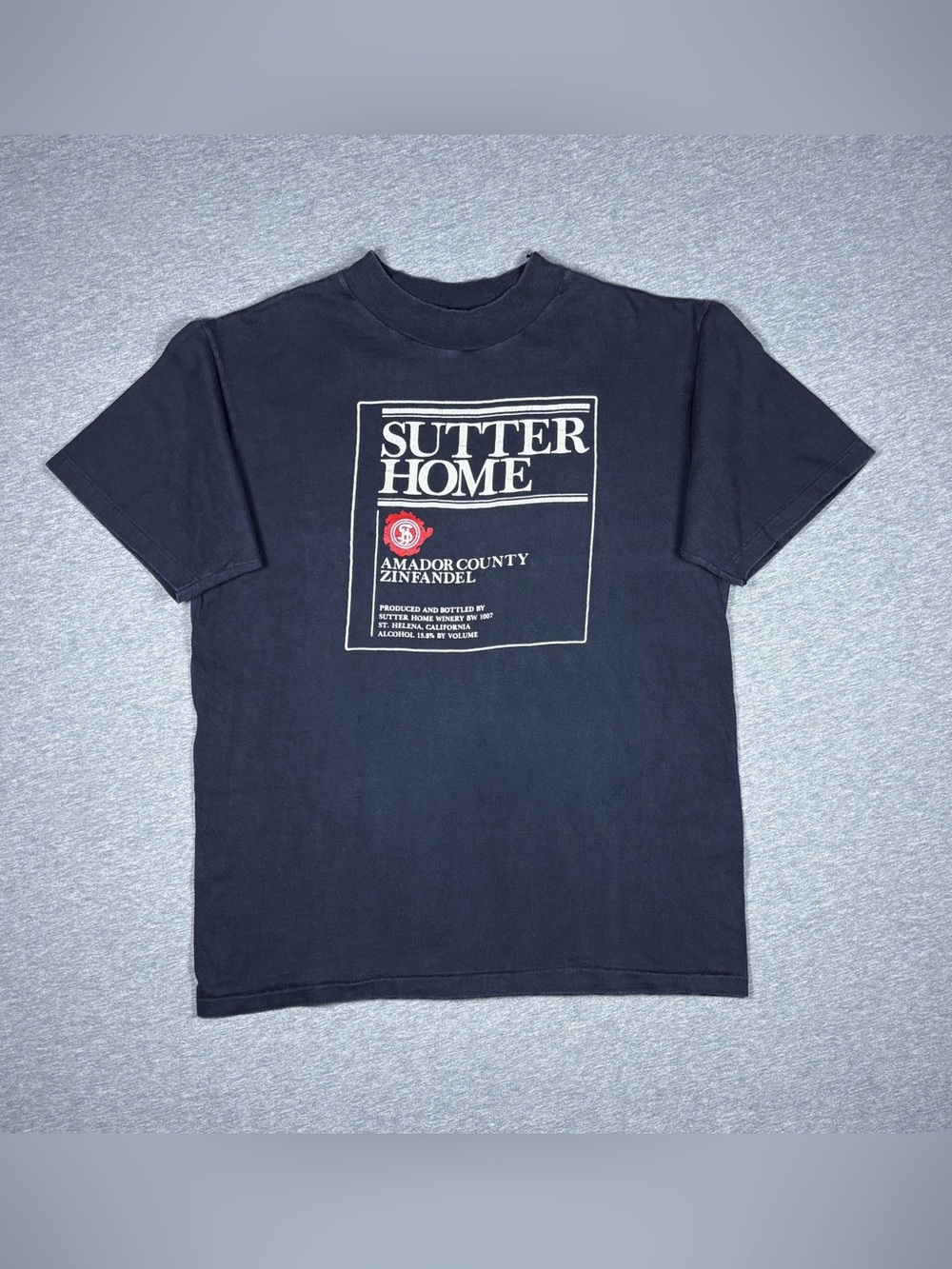 Vintage Sutter Home Winery Wine T-Shirt Single Stitch Adult M Faded Black Hanes